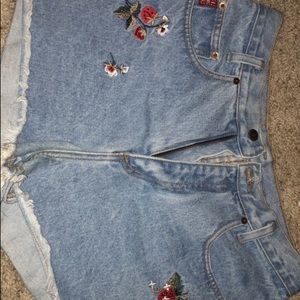 High waisted embroidered shorts size 13